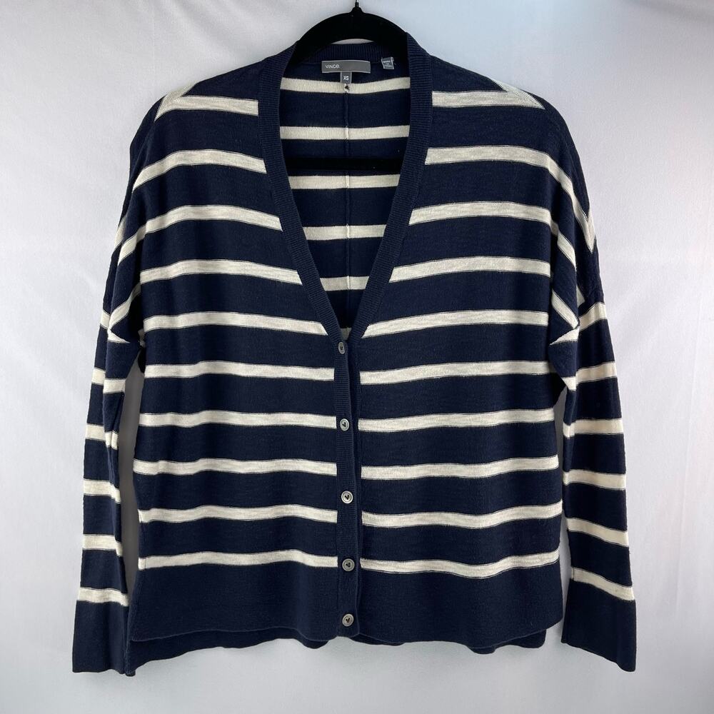 Vince Cotton Striped Lightweight Cardigan Size XS